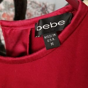 Bebe Red stretch  jersey Dress, silk trim